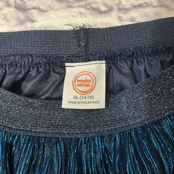Metallic Blue Shimmer Midi Party Skirt Pull On Style - Girls Size XL 14-16 - Picture 8 of 12